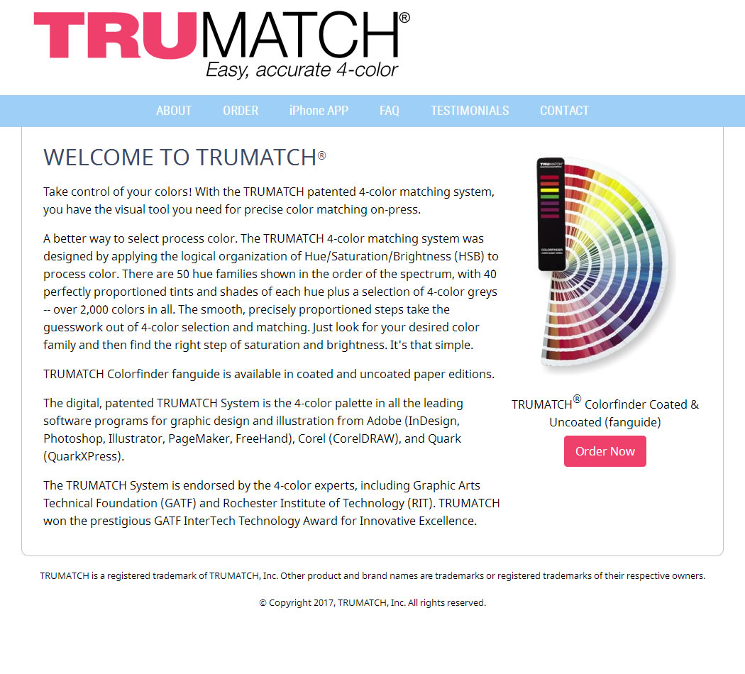 screenshot of the Trumatch website